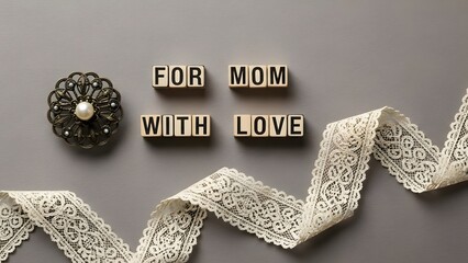 Happy mother's day greeting card with love ribbon and pearl brooch celebrating mom with heartfelt messages and sentimental gifts