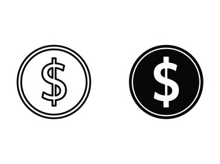 Obraz premium Dollar coin icon set