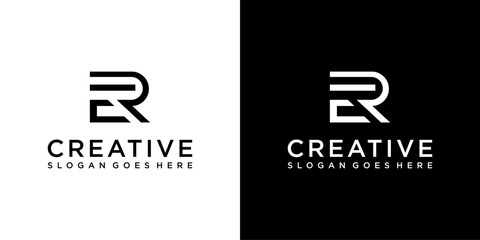 ER or RE initial letter logo design vector