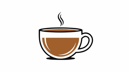 Fototapeta premium A steaming cup of hot coffee in a white mug.