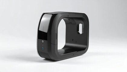 Sleek Black Smartwatch Design on White Background.