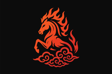 Chinese New Year 2026 fire horse logo vector 006
