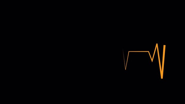 Orange medical waveform isolated with transparent background, ideal for healthcare visuals, cardiology interfaces, scientific motion design, diagnostic graphics, and professional medical technology pr