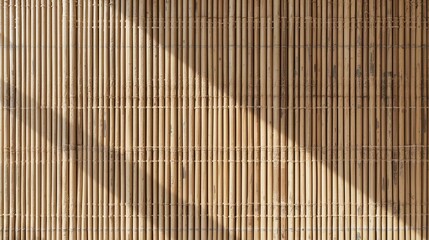 bamboo reed screen with diagonal sunlight shadows
