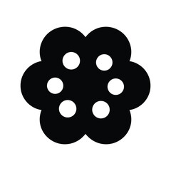 Fototapeta premium Black flower icon with five white dots on white background