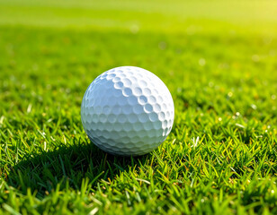 Obraz premium Golf Ball on Green Grass Closeup.
