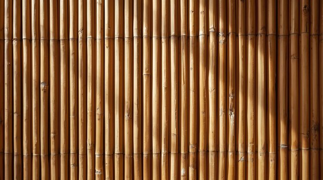 Sunlit bamboo wall texture - natural reed fence background
