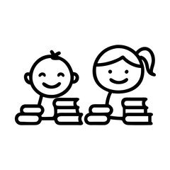 children reading book. kids studying with a book. Vector illustration