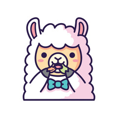 Fototapeta premium Adorable Cartoon Llama with Bow Tie Vector Illustration
