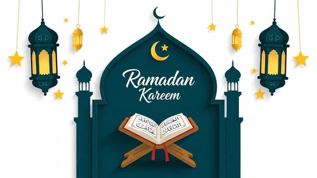Ramadan Kareem Holy Month Greeting Islamic Background Quran Mosque Fanoos