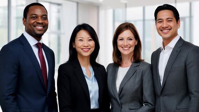 Diverse LGBTQ Business Team Smiling in Modern Office, Inclusive Corporate Portrait