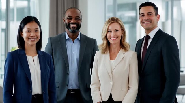 Diverse LGBTQ Business Team Smiling in Modern Office, Inclusive Corporate Portrait