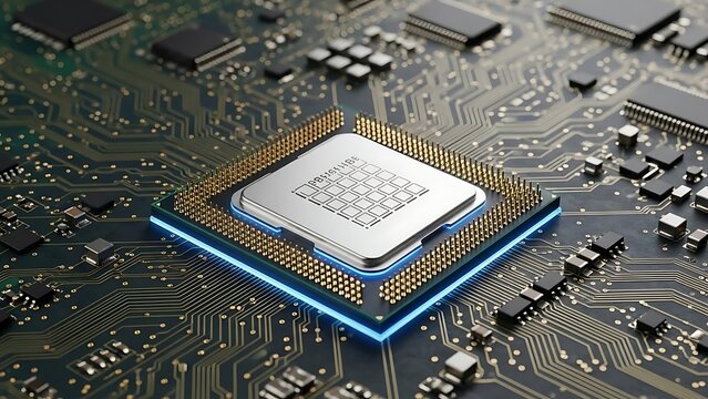 Close-up Of Advanced Computer Processor On Circuit Board