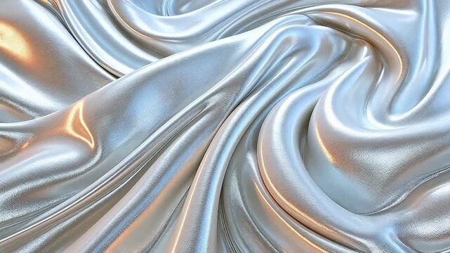 Abstract silver white fluid wave background, smooth liquid metal and silk satin texture, modern tech and business presentation 3D render animation, showing minimal and future style.