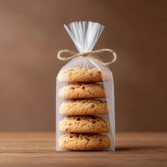 Freshly Baked Chocolate Chip Cookies in Clear Plastic Packaging