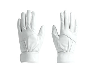 Obraz premium White leather gloves, hands open, against a black background