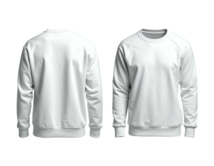 Two plain white crewneck sweatshirts, front and back view (4)