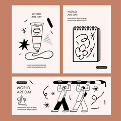 World Art Day black ink drawing vector