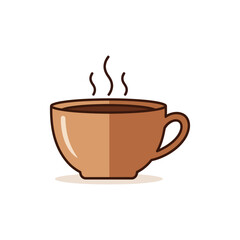 Obraz premium Simple flat design vector illustration of a hot steaming coffee cup.