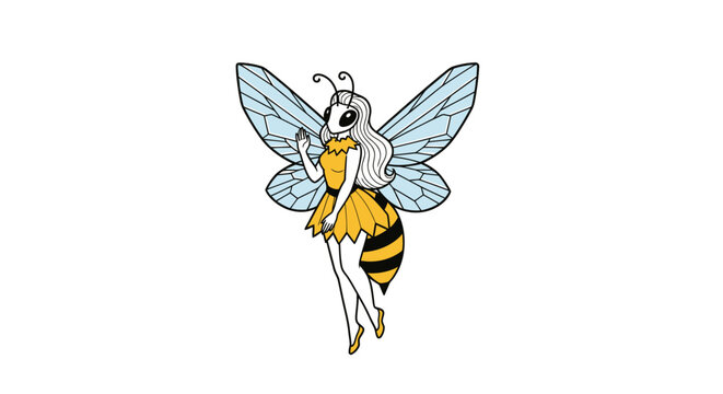 Whimsical Fantasy Queen Bee Character Illustration