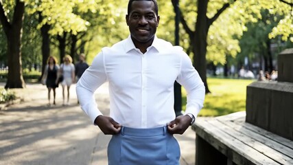 Man in stylish outfit posing outdoors modern fashion concept