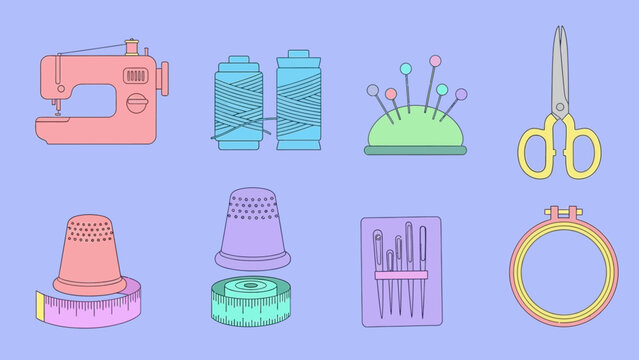 Sewing accessories and tools for crafting and tailoring.