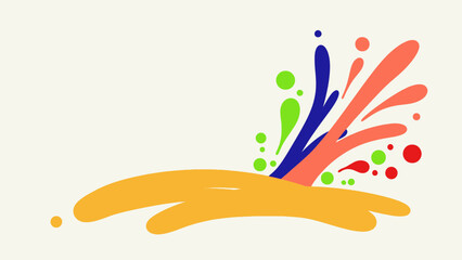 Vibrant colorful paint splashes on a white background.