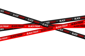 Black friday sale tape ribbons isolated on transparent background