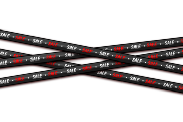 Intersecting sale banners isolated on transparent background