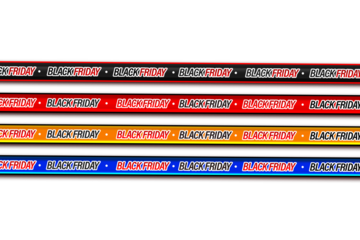 Colorful black friday labels isolated on transparent background