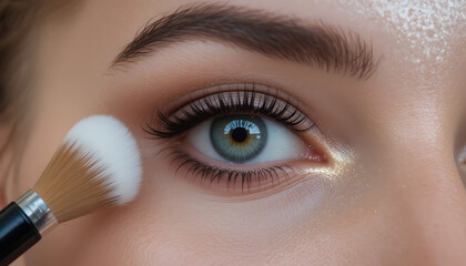 Woman applying eye makeup with brush for stunning look