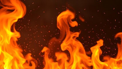 Vibrant flames and sparks captured dynamically against a transparent backdrop, radiating energy.