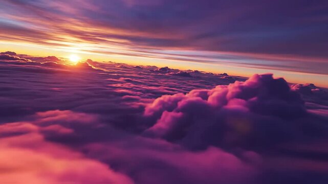 Aerial View of Clouds at Sunset.