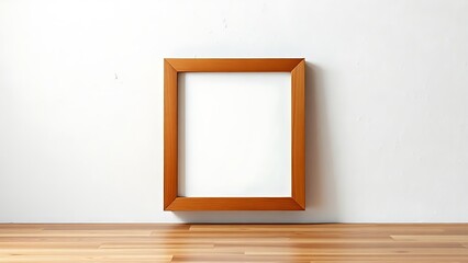 Simple wooden frame displayed against a textured white wall in studio.