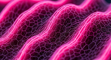 Pink Wavy Mesh Network Structure Closeup.