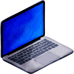 Isometric Laptop with Blue Screen Illustration