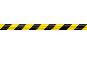 Yellow and black caution tape creating a warning barrier, restricting access, showing hazard and security on transparent background