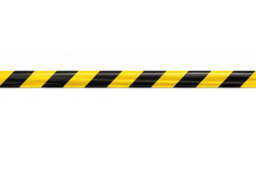 Yellow and black caution tape creating a warning barrier, restricting access, showing hazard and security on transparent background