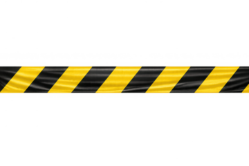 Caution tape banner creating a barrier for warning, danger, safety, and construction areas with transparent background