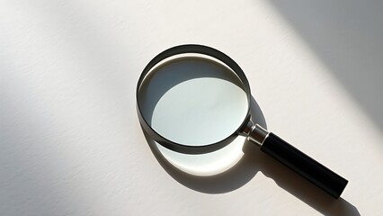 A magnifying glass on textured paper, highlighting fine details with soft shadows and analytical precision.
