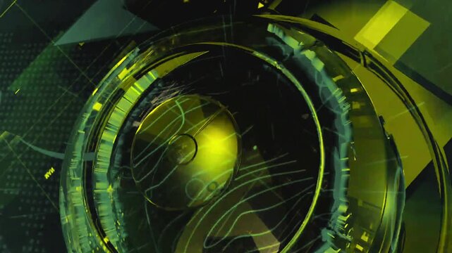 Futuristic green technology interface with glowing yellow center