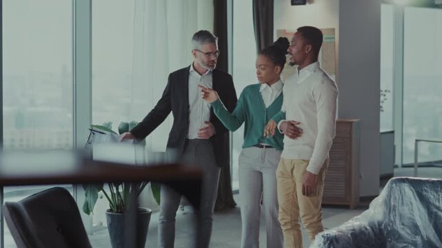 Upscale residence walkthrough experience, Highend property exploration with friendly realtor and scenic views