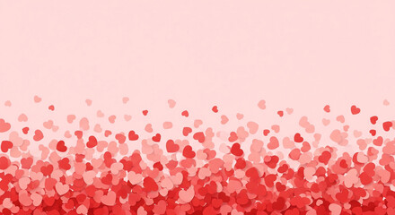 Falling red and white hearts on a soft pink background for valentine s day