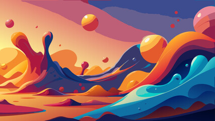 Cosmic landscape with planets and nebulas © P