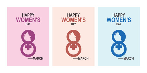 International Women's Day Greeting Card Vector 8 March Female Symbol