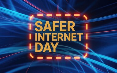 Safer internet day concept with abstract digital background highlighting online security