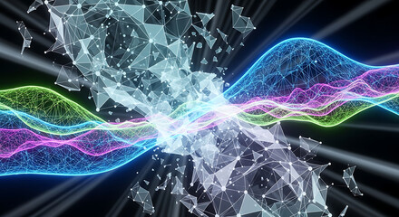 Vibrant Neon Light Waves in Motion.