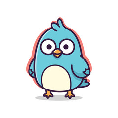 Obraz premium Cute Cartoon Blue Bird Vector Illustration