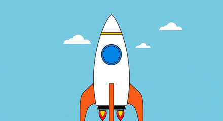 White Rocket Ship with Orange Fins.