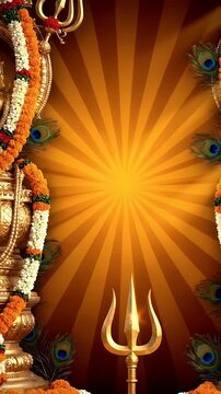Kavadi Thaipusam Banner with Ornate Kavadi Structures, Flowers, and Sacred Ornaments Background